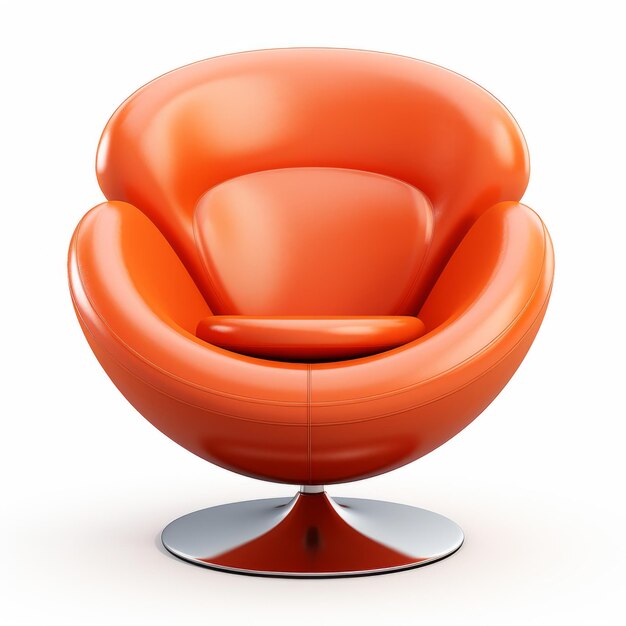 Silla de salón naranja futurista de alta resolución con fondo blanco aislado