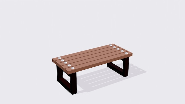 Silla de tablones de madera aislada sobre fondo blanco banco de parque al aire libre madera de teca 3d