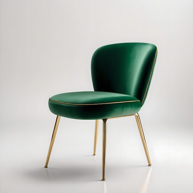 Silla verde moderna con patas de oro