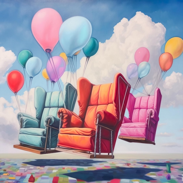 sillas de colores voladores