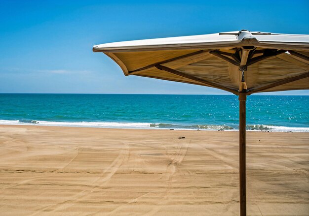 Sillas y paraguas en una playa tropical