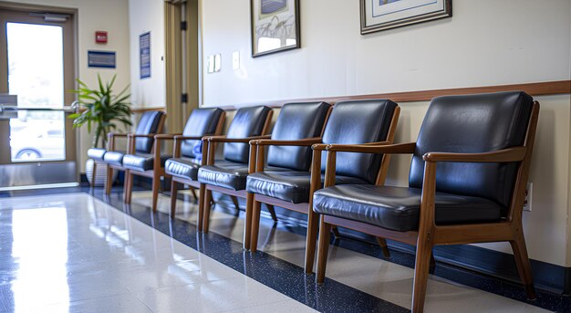 Sillas vacías en una sala de espera de un centro médico