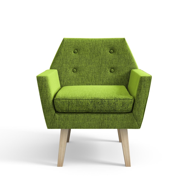 sillón, aislado, blanco, plano de fondo, 3d, interpretación