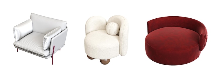 Foto sillón aislado en fondo blanco muebles interiores ilustración 3d cg render