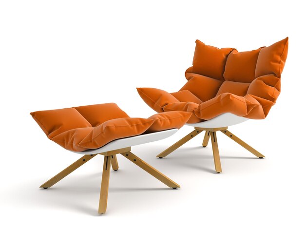 Sillón aislado sobre fondo blanco 3D rendering