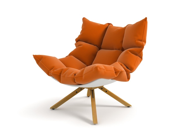 Sillón aislado sobre fondo blanco 3D rendering