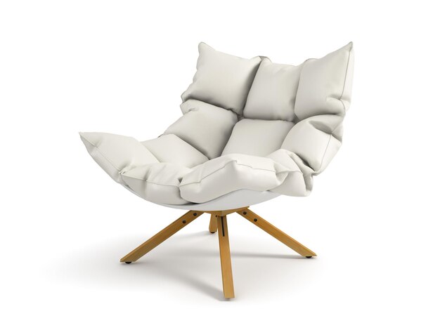 Sillón aislado sobre fondo blanco 3D rendering