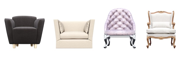 sillón aislado sobre fondo blanco, muebles de interior, ilustración 3D, cg render