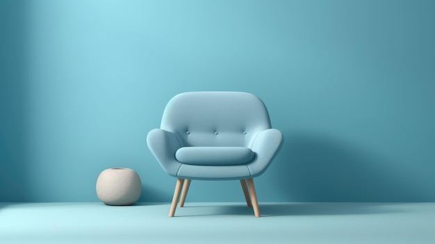 Sillón azul sobre fondo azul