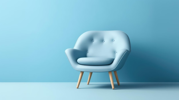 Sillón azul sobre fondo azul