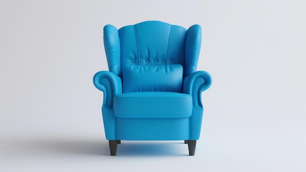 sillón azul sobre un fondo blanco