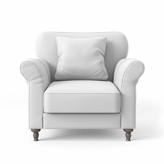 Foto sillón blanco aislado en fondo blanco renderización 3d vista lateral