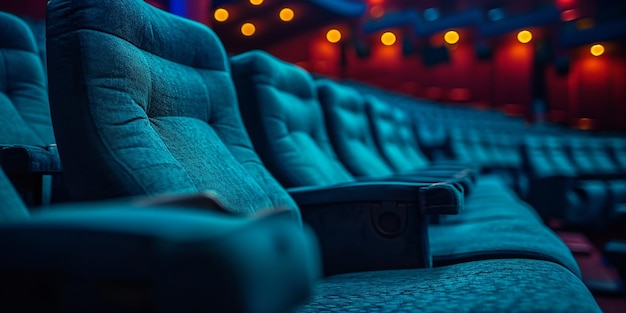 Foto sillón de cerca en una sala de cine vacía