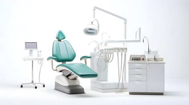 Sillón dental y herramientas, una exhibición temática de odontología.