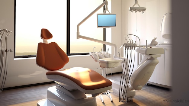 Foto sillón dental con herramientas médicas ai generative ai generative