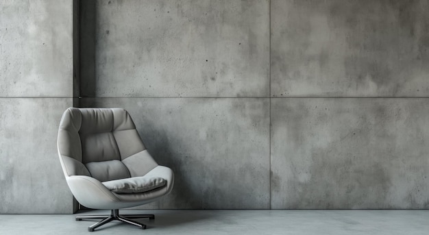sillón gris junto a un muro de hormigón