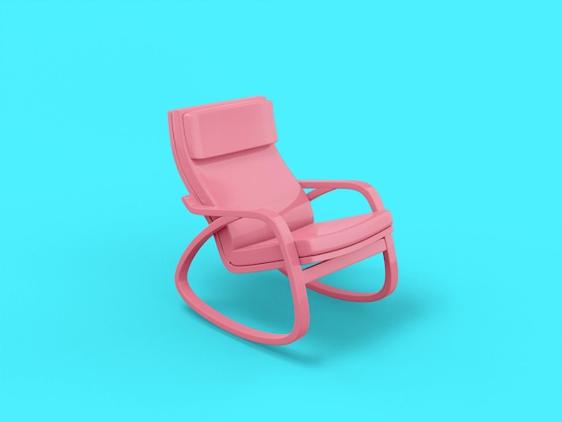 Sillón moderno de un solo color rosa sobre fondo monocromático azul Objeto de diseño minimalista icono de renderizado 3d elemento de interfaz ui ux