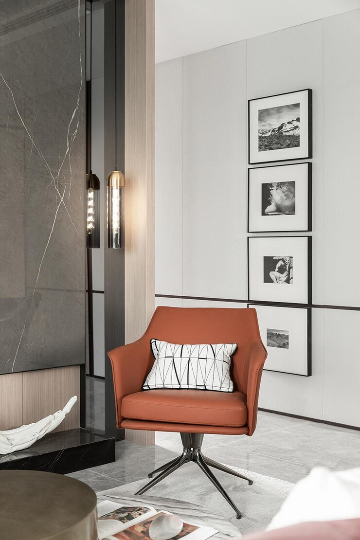 Foto sillón naranja moderno en la sala de estar