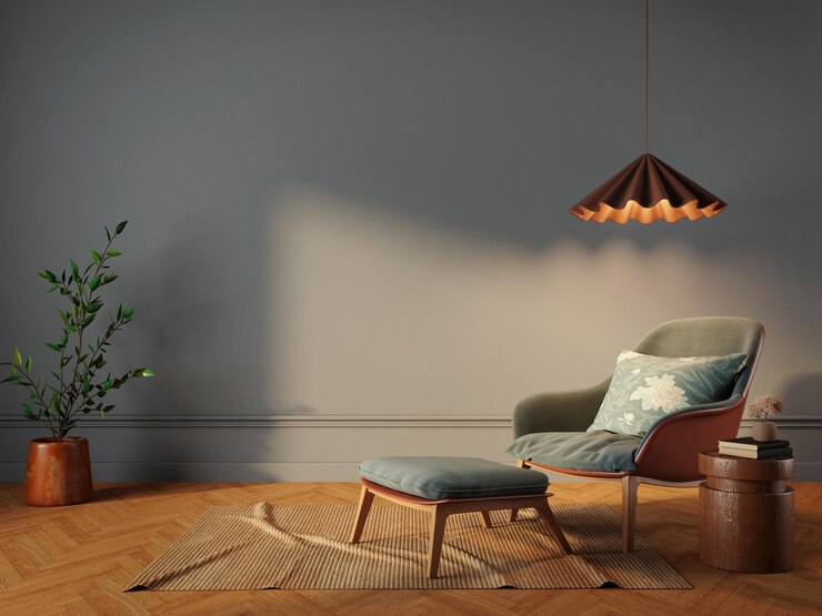 Sillón perezoso en la habitación con luz solar.