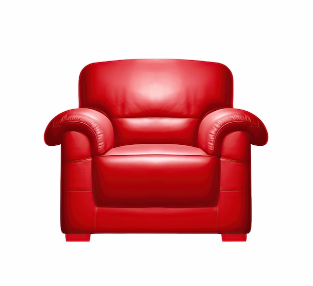 Sillón rojo aislado en un recorte de fondo blanco o transparente Ilustración generativa de IA