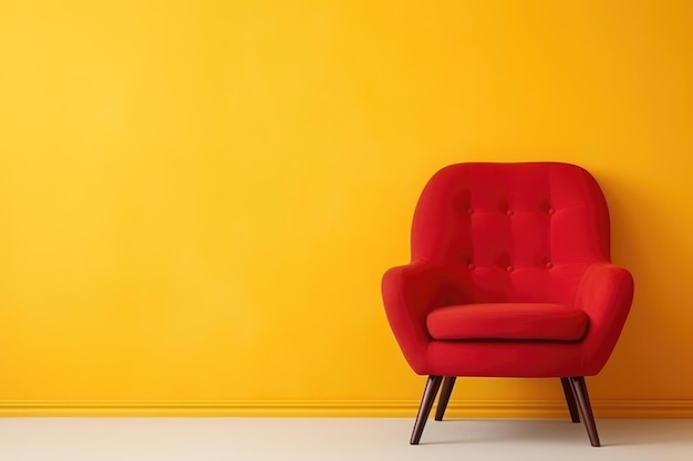 Sillón rojo sobre fondo amarillo Espacio para el texto