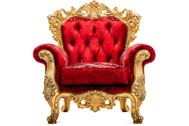 Sillón de técnica capitonner de terciopelo rojo sobre fondo blanco