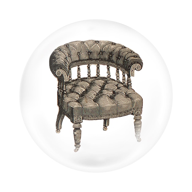 Sillón victoriano png pegatina de muebles vintage diseño de burbuja fondo transparente Remezclado por rawpixel