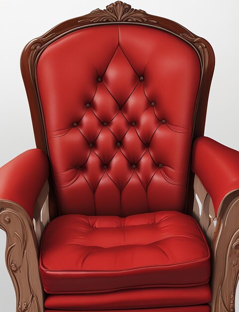 Foto sillón vintage rojo en un estilo realista con fondo blanco