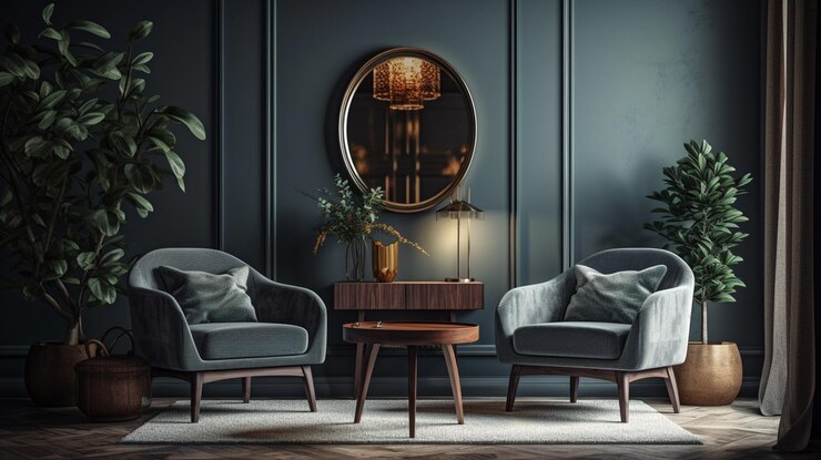 Sillones clásicos en interior clásico con copia spacegenerative ai