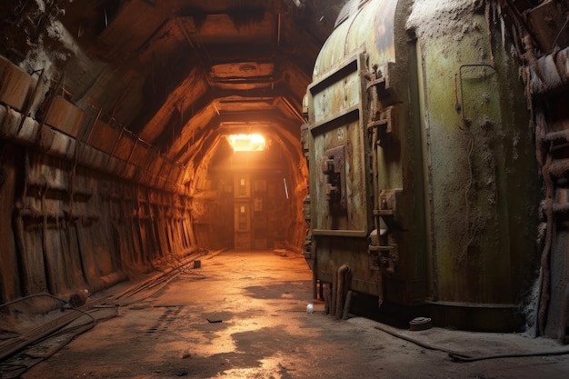 Foto silo de misiles abandonado con su puerta oxidada entreabierta creado con ia generativa