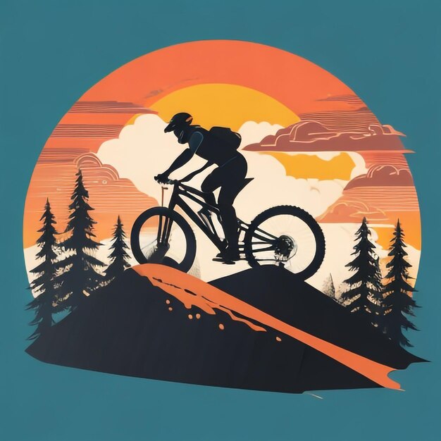 siluet_mountain_bike_downhill_flat_color