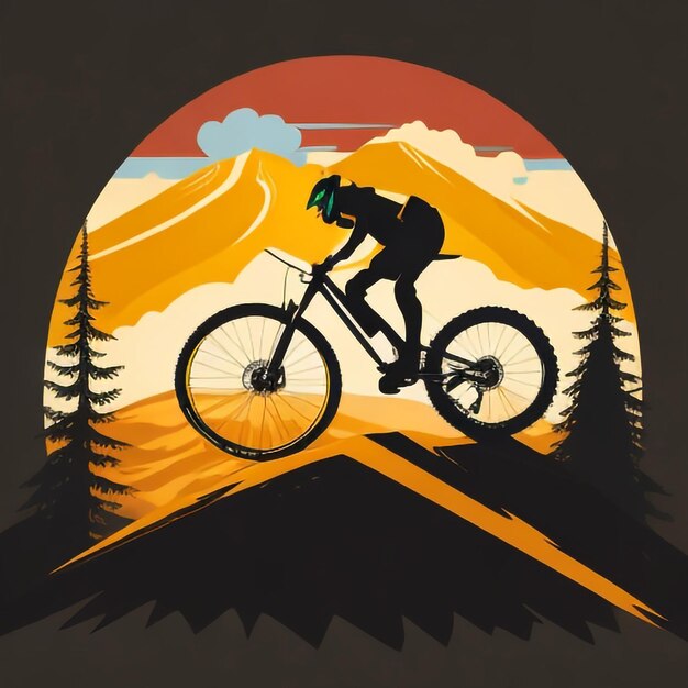 siluet_mountain_bike_downhill_flat_color