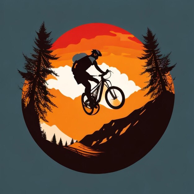 siluet_mountain_bike_downhill_flat_color