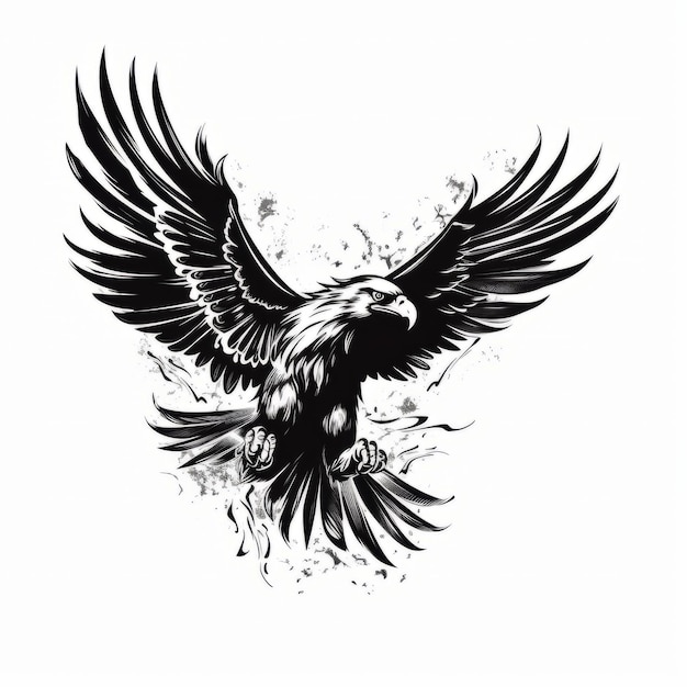 Una silueta de águila blanca y negra con alas extendidas