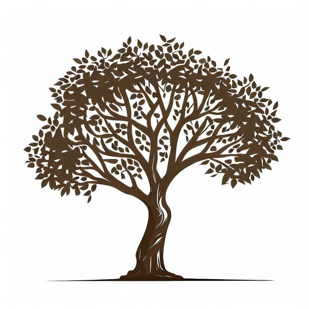 Silueta de árbol aislada sobre un fondo blanco Ilustración vectorial IA generativa