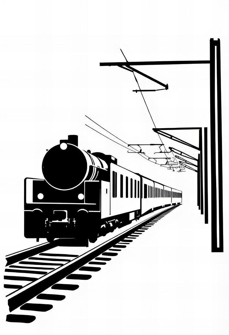 Silueta de arte de línea simple de un tren
