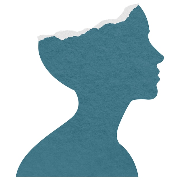 silueta azul pegatina de cabeza png papel rasgado fondo transparente