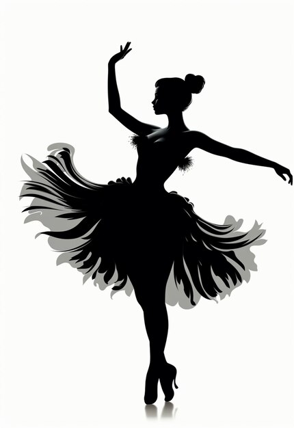 Foto silueta de una bailarina en un tutu y falda generativa ai