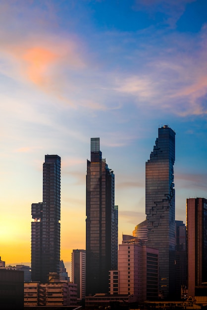 Silueta Bangkok Cityscape Skyline en sunrise