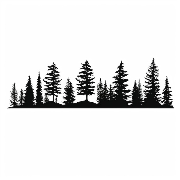 una silueta blanca y negra de un bosque con árboles generativos ai