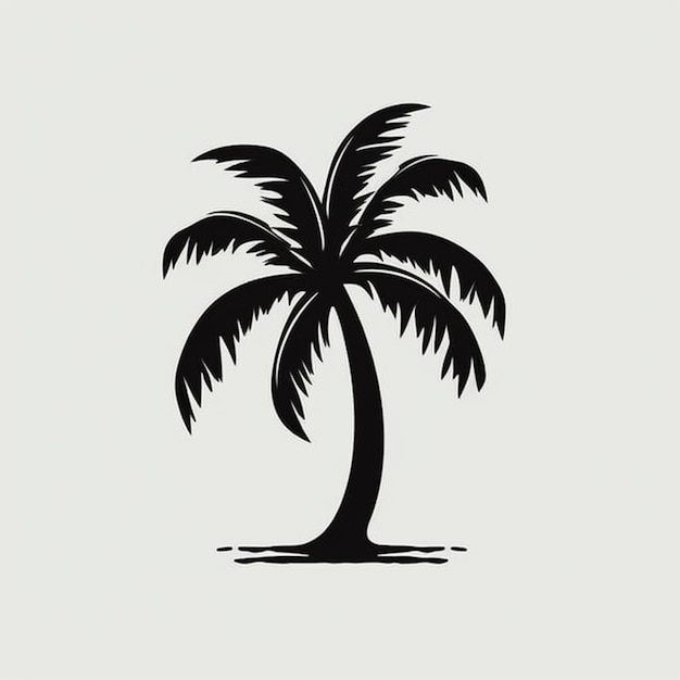 Una silueta en blanco y negro de una palmera sobre un ai generativo de fondo blanco