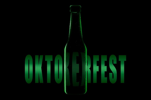 Foto silueta de una botella verde sobre un fondo negro cerca del festival de la cerveza oktoberfest