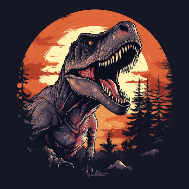 Silueta de la camiseta del dinosaurio TRex diseño del dinosaurio del dinosaurio color vibrante del dinosaurio arte vectorial del dinosaurio