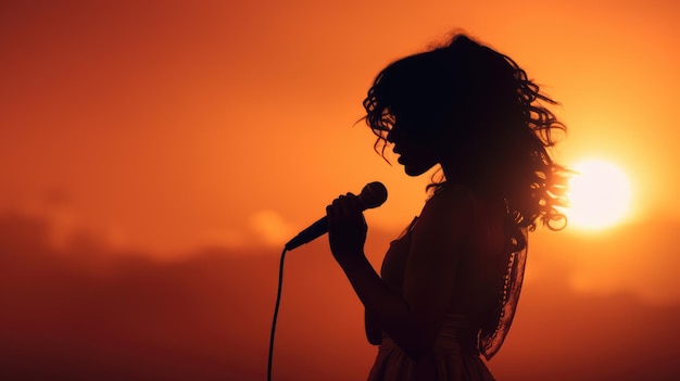 Foto silueta de una cantante generada por la ia