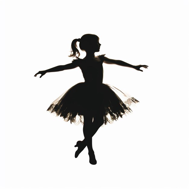 silueta de una chica en un tutu bailando en el aire generativo ai