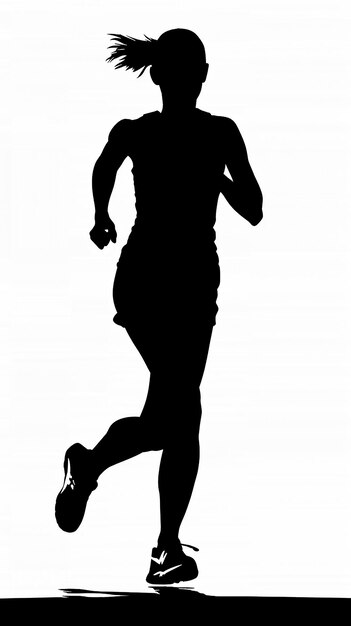 Silueta corredora femenina Vector de dibujos animados Fondo blanco Ejercicio de acondicionamiento físico