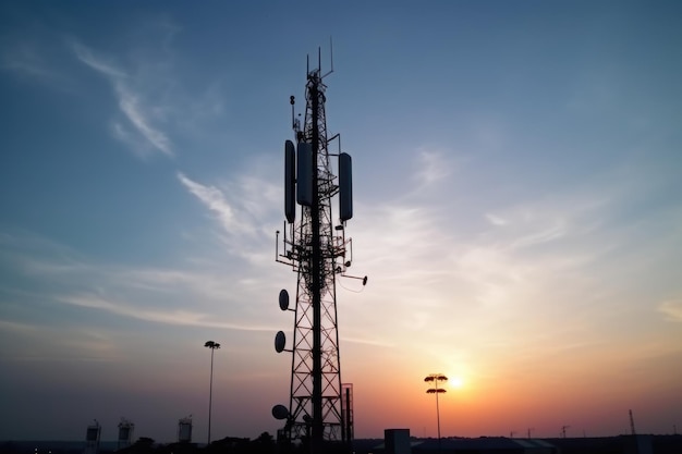 Silueta da antena da rede 5G