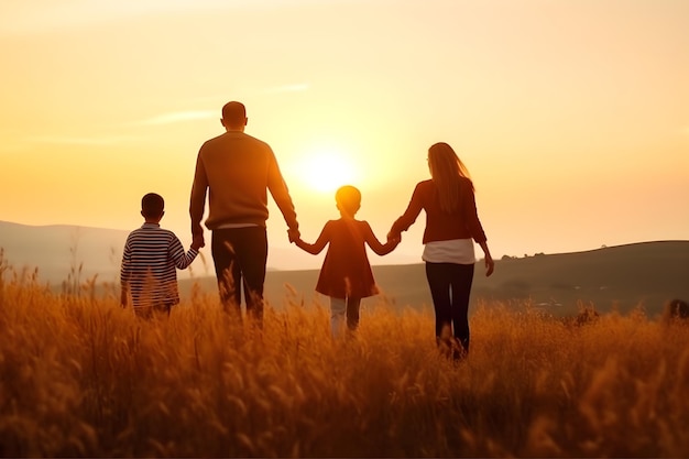 Silueta familia feliz con hijos