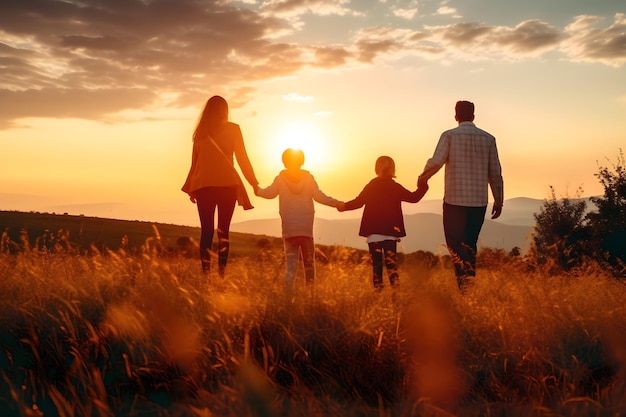 Silueta familia feliz con hijos