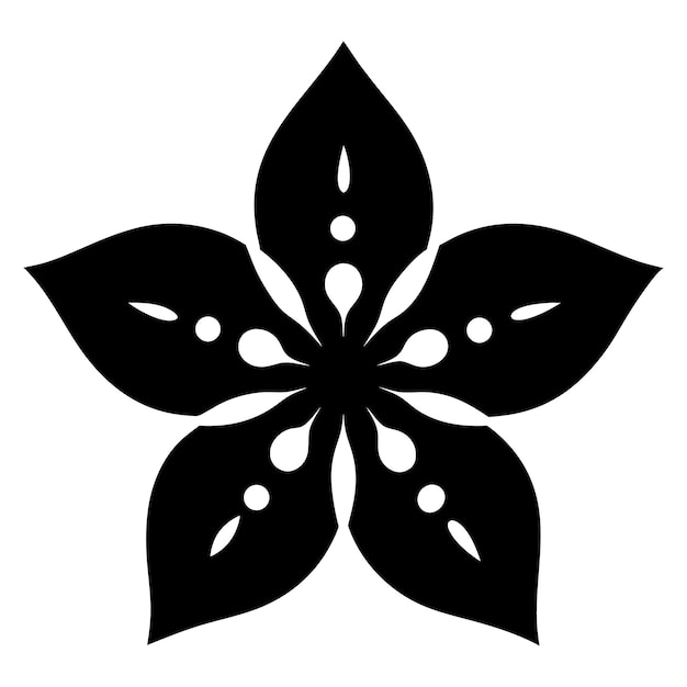 La silueta de la flor de cerezo negra y blanca